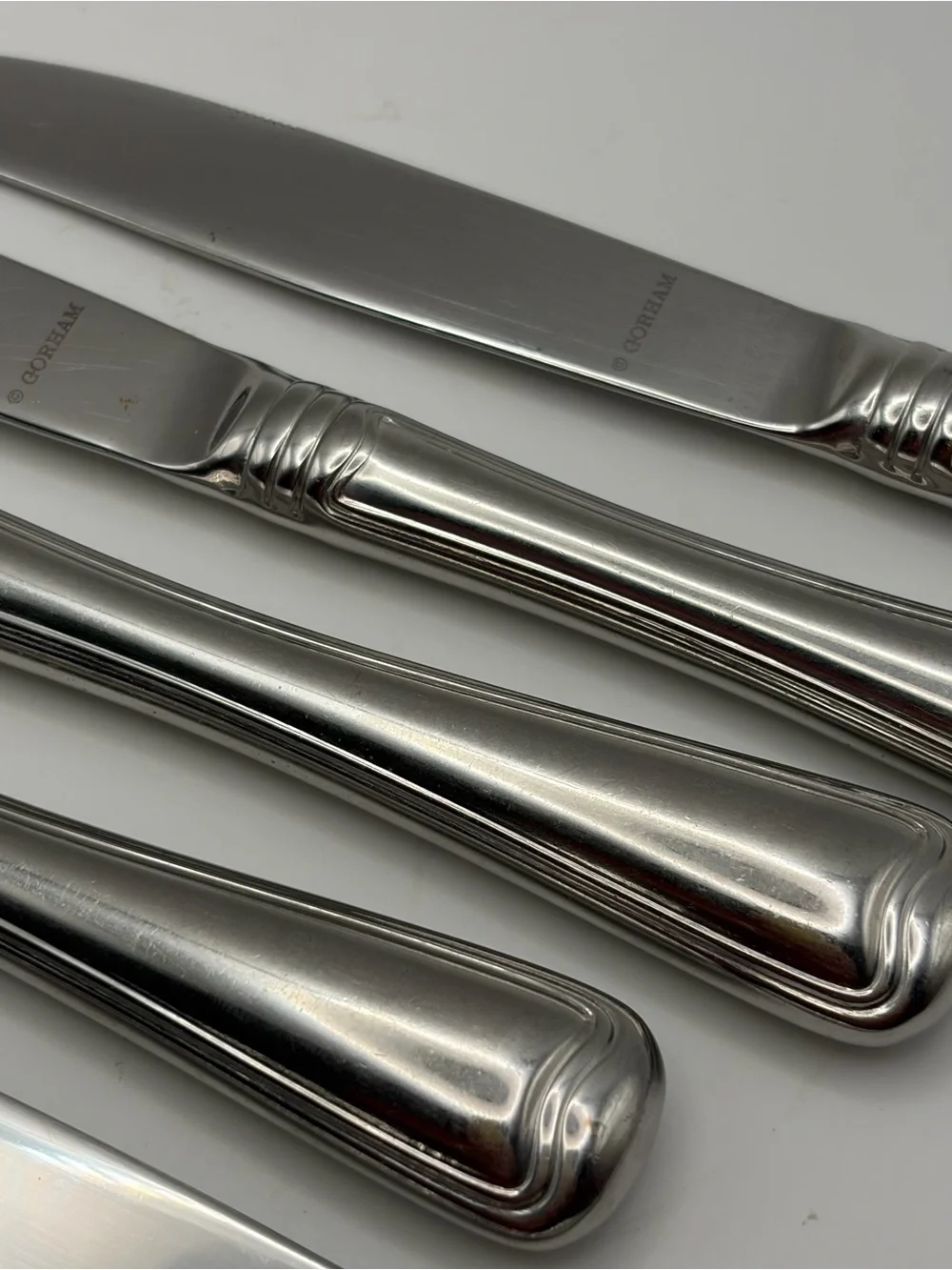 Gorham Monet Stainless Steel Table Knives Set of 8 Glossy Finish Flatware